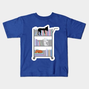 Cats on Library Cart Kids T-Shirt